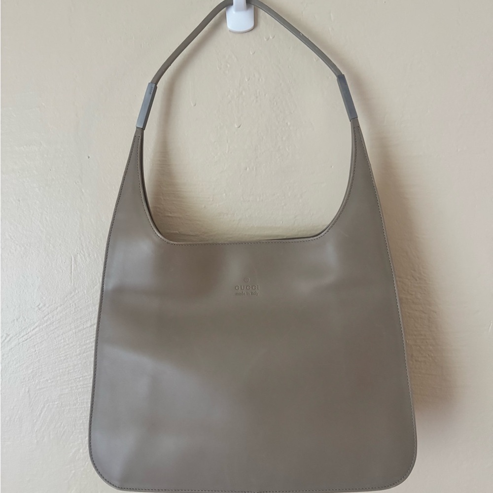 VINTAGE Gucci Taupe Greenwich Leather Shoulder Hobo Bag
